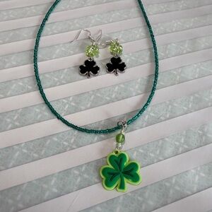 St. Patty’s Day Shamrock necklace & earrings